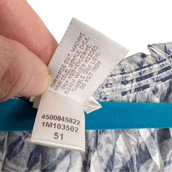 Chico’s Off The Shoulder Sublimation Paisley Striped Smocked Hem Blouse - Picture 5 of 12